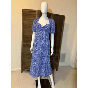 Blue Floral Plus-Size Midi Dress